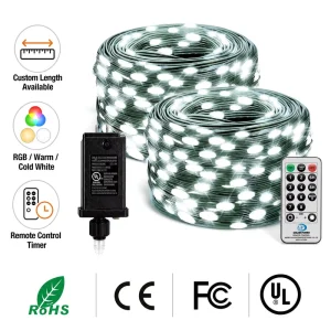LED Dark Green Wire String Lights Outdoor IP65 Waterproof Garden Holiday Decor Courtyard Low-voltage Dimmable