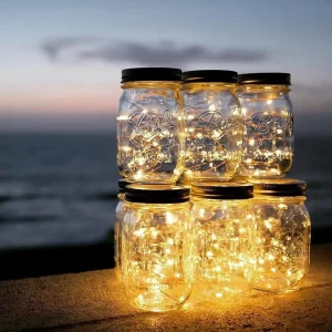 LED Fairy Light Mason Jar Solar Light Lids Outdoor Garden Christmas Hanging Solar LED Jar Light