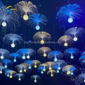 LED Fiber Optic Jellyfish String Lamp IP65 Rated Indoor Outdoor Halloween Party Wedding Garden Decoration