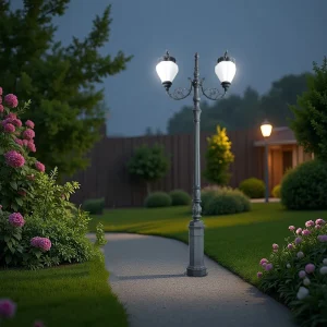 LED Garden Lamp Post Outdoor Waterproof Aluminum Warm White Light Sensor Control IP65 Rating AC Power 120 Beam Angle