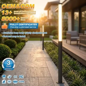 LED Garden Lamps 20W/48W AC IP65 Waterproof Outdoor Pole Cylindrical Aluminum Landscape Villa Backyard Lights