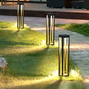 LED Garden Lawn Lamp Modern Aluminum Wrought Art Pillar Lighting Courtyard Villa Landscape Lawn Bollard Lights