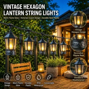 LED Gazebo String Lights Outdoor Patio Lights Warm White Garden Hanging Lights for Pergola Backyard Terrace Party Decoration