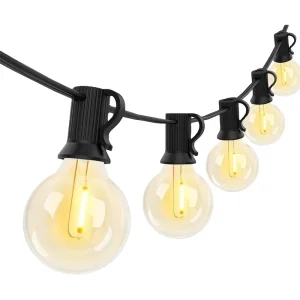 LED Globe String Lights ST38 Solar String Light 50Ft Outside Hanging Lamp with 25 Pcs G40 Shatterproof Bulbs Holiday Lighting