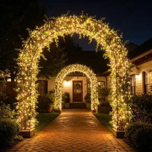 LED Greenery Arch Light IP65 Rated Christmas Outdoor Wedding Garden Landscape Lighting Iron Aluminum Frame Rechargeable