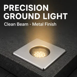 LED Inground Light 3W Clean Edge Square Cover Round Opening Focused Light Distribution Well Lamp
