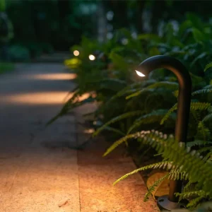 LED Lawn Bollard Light, Modern Curved Outdoor Garden Post Lamp, Pathway Light