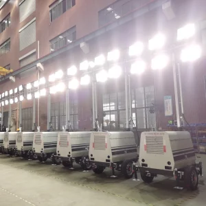 LED Light Tower 9M Hight Mast Telescopic Mast Diesel Engine Robuster Lighting