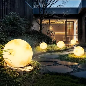 LED Moon Lamp IP65 Waterproof Glowing Sphere Floor Lamp for Landscape Lighting Tree Hanging Outdoor Decorative Light