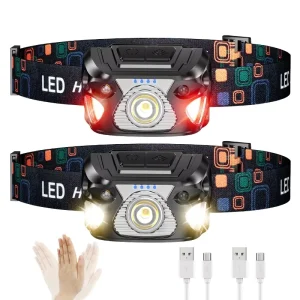 LED Motion Sensor Headlamp USB Rechargeable Battery Light for Fishing Cycling Outdoor Work