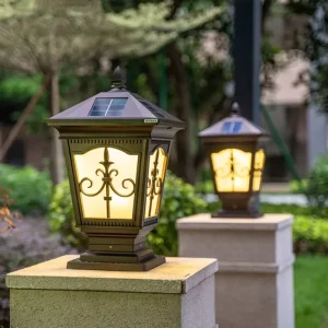 LED Outdoor Courtyard Waterproof Aluminum Solar Pillar Lights for Rural Home Villa Garden Wall Gate