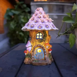 LED Outdoor Resin Flower House Solar Garden Lights with IP44 Water-Resistant Wireless Control & Unique Design
