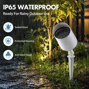 LED Outdoor Warm White IP65 Aluminum Spike Light with DMX512 Control Anti Glare Hood Multiple Lens Array DC24V Lawn Spotlight