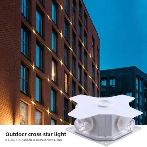 LED Outdoor Waterproof Aluminum Alloy Cross-Shaped Wall Light IP66 Four-Sided Illumination 5-Degree Beam Angle