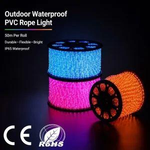 LED PVC Rope Light 100m Roll IP67 Waterproof Flexible RGB White Cuttable Outdoor Garden Landscape Building Border Pathway