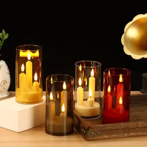 LED Plastic Flameless Candle Lamp with Remote Control, 3-Pack