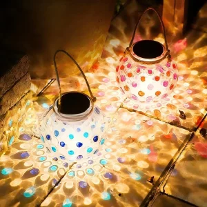 LED Polka dot Glass Lamp European Style Courtyard Decorative Light Garden Outdoor Waterproof Solar