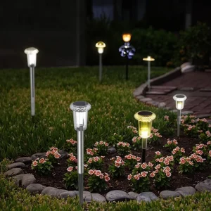 LED Powered Garden Lamp Waterproof LED Solar Garden Lamp Small Outdoor Street Light for Balcony Yard Decorations Stainless Steel