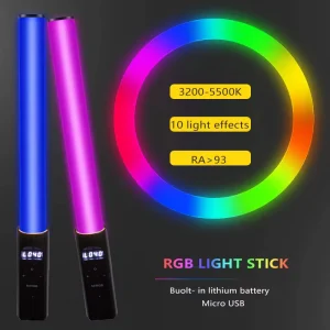 LED RGB Tube Light Video Wand Handheld Rechargeable RGB Camera Video Light Photography Lamp Stick