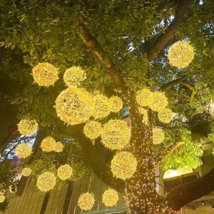 LED Rattan Ball Lights Outdoor IP65 Waterproof Street Project Lighting Tree Hanging Decorative Landscape Lights Holiday Lights