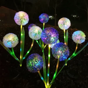 LED Solar Dandelion Decorative Floor Lamp Small Waterproof Plastic Outdoor Garden Lighting for Courtyard and Park