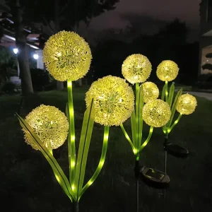 LED Solar Dandelion Floor Lamp Waterproof Small Outdoor Garden Lighting for Courtyard and Park Solar Panel Powered
