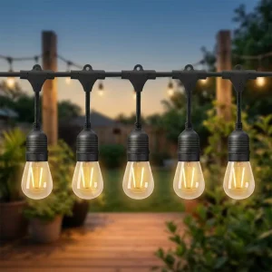 LED Solar Festoon String Lights Christmas Decoration Bulb IP65 Waterproof Patio Holiday Garland for Outdoor Garden Furniture