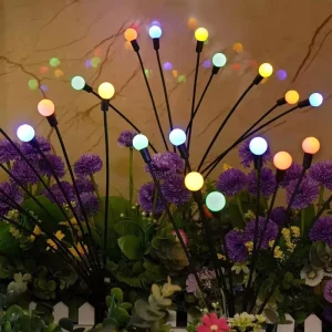 LED Solar Firefly Ground Plug Light Waterproof Outdoor Garden Landscape Light