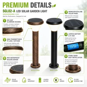 LED Solar Garden Light IP65 Waterproof Aluminum Housing 600/800mm Pathway Light for Outdoor Walkway Villa CE ROHS