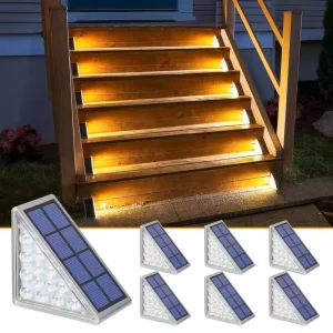 LED Solar IP65 Waterproof Battery-Operated Dual Color Temperature Stair Light Auto On/Off Outdoor Step Lighting