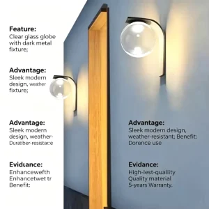 LED Solar IP65 Waterproof Decorative Wall Lamp for Porch Solar Lights Indoor Home Outdoor Wall Lamp for Homestay