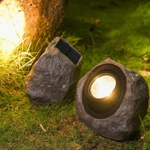 LED Solar Light Outdoor Rock Design Stone Lamp IP66 Waterproof Energy Saving High CRI 95 for Courtyard Garden Pathway Security