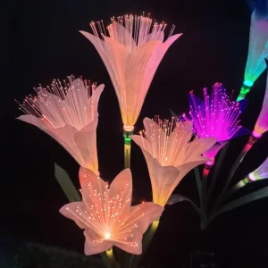 LED Solar Lily Lantern Landscape Decorative Lamp IP65 Waterproof Outdoor Ground Plug Lawn Fiber Lamp