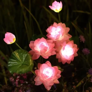 LED Solar Lotus Light Soft Warm White IP65 50000 Hours Outdoor Garden Lighting