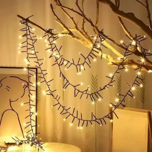 LED Solar Plastic Firecracker Light String Outdoor Waterproof Dimmable Garden Courtyard Decoration