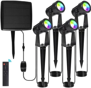 LED Solar Powered Landscape Spotlight RGB Color Changing IP65 Waterproof Outdoor Garden Light