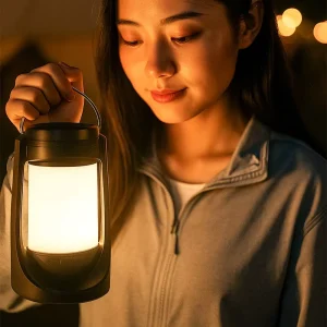 LED Solar Rechargeable Camping Lamp with Built-in 18650 Lithium Battery, 2W Multi-Light Source, and Hanging Tent Use