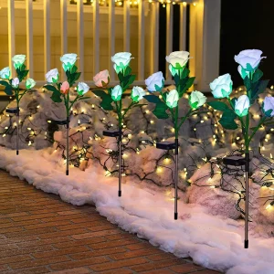 LED Solar Simulation Rose Flower Light Home Decorative Flower Lights Garden Decoration Lawn Lamp Waterproof Landscape Rose Light