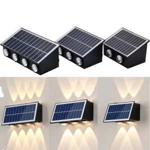 LED Solar Square Polycarbonate Garden Landscape Wall Light Waterproof Outdoor Daylight 6000K Dimmable 20 Beam Angle