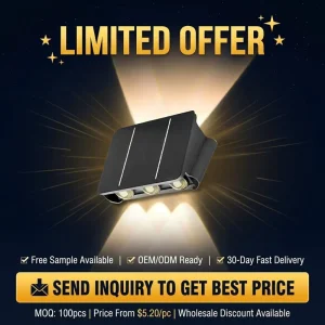 LED Solar Square Polycarbonate Garden Landscape Wall Light Waterproof Outdoor Warm White 3000K