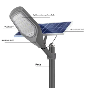 LED Solar Street Light IP65 ABS Body 200W 300W 400W Split Type Monocrystalline Silicon 3000 6500K Color Temp Road Lighting