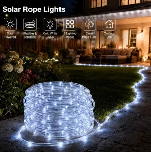 LED Solar Tube Light Decorative Hanging Light Waterproof Indoor Outdoor Lighting for Garden Patio Christmas Wedding Party Decor