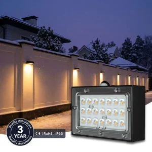 LED Solar Wall Light IP65 Waterproof with PIR Motion Sensor Large Lighting Aear Security Light for Garage Gate