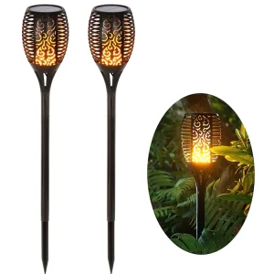 LED Solar Waterproof Rechargeable Flickering Flame Torch Lights 96 LED IP65 Outdoor Garden Courtyard Decoration Lamp