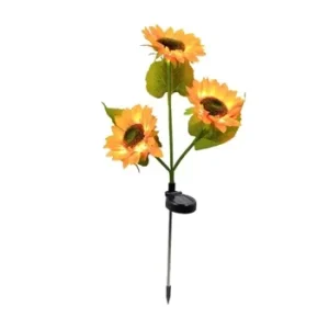 LED Solar-powered Sunflower Ground-mounted Garden Lights Outdoor Rainproof Road & Lawn Realistic Flower Atmosphere Lights