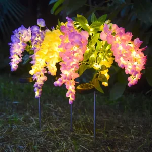 LED Solar powered Wisteria Flower Light Artificial Flower Lawn Light Outdoor Courtyard Ground insert Decorative Landscape Light