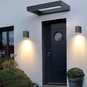 LED Square Aluminum Outdoor Wall Light GU10 Adjustable Motion Sensor Waterproof
