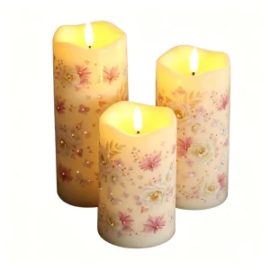 LED Star-Shaped Pillar Candle Light Battery Operated Glossy Finish