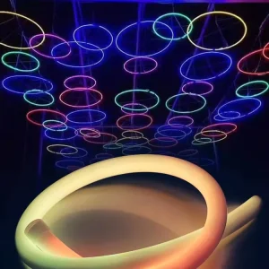 LED Strip Light 360 Degree Round WS2811 Pixel 24V Flexible Programmable Tube Light RGB Dia 22mm Silicone Black LED Neon Flex