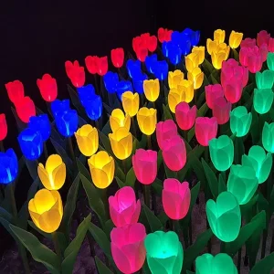 LED Tulip Rose Floor Lamp IP65 Waterproof Solar Powered Outdoor Landscape Light with Ground Stake